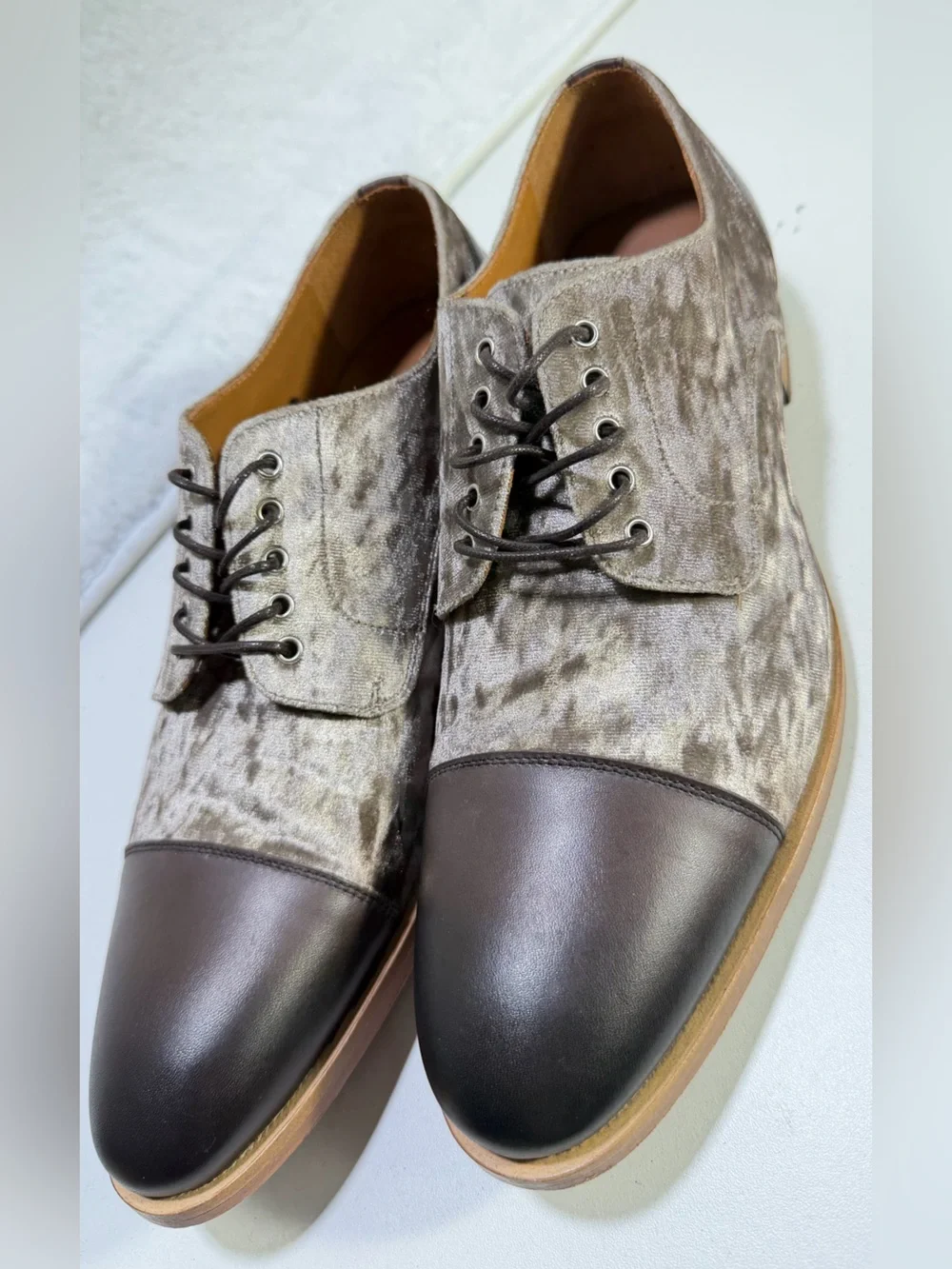 TAFT The Jack Shoe Grey Oxblood Wool Leather Cap Toe Oxford Men EU 41 US 8